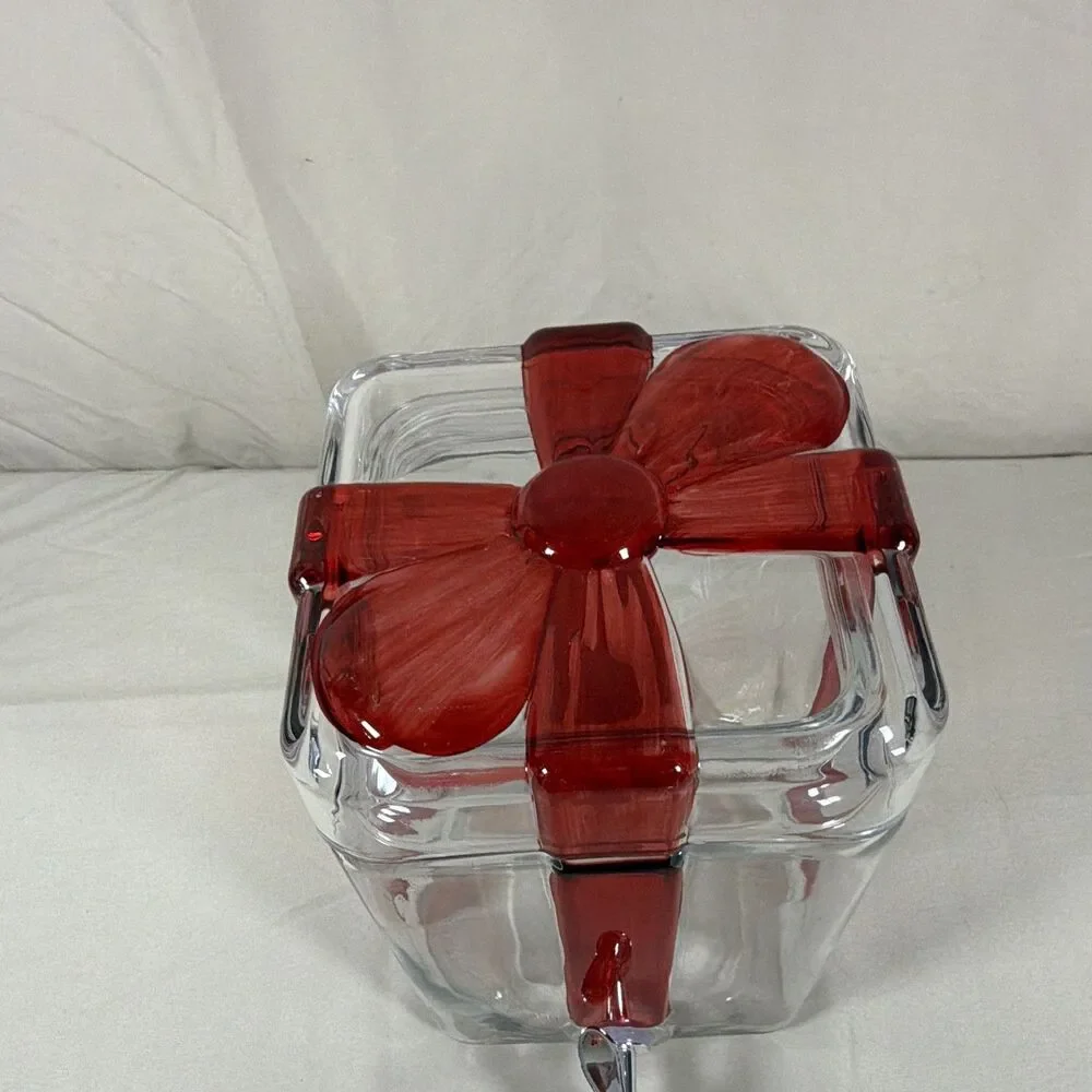 Winterberry Lane Glass Gift Box Drink Dispenser | Christmas Beverage Server